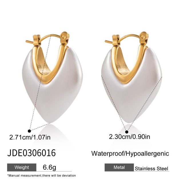 18KG easy match imitation pearl stainless steel earrings collection