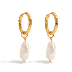 18KG drop pearl easy match stainless steel earrings