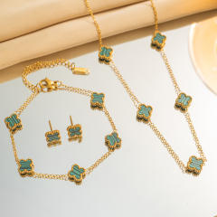 9mm hot sale classic clover stainless steel necklace set for wmen