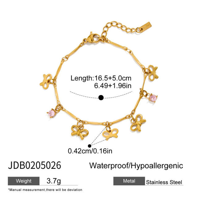 Holiday 18KG multi element charm thin chain stainless steel bracelet