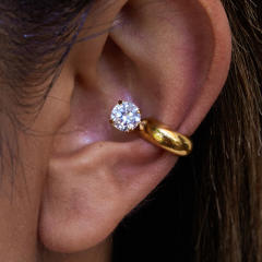 18KG easy match diamond stainless steel ear cuff earrings