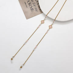 Coloful glass crystal clover stainless steel chain glasses chain