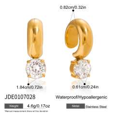 18KG easy match diamond stainless steel ear cuff earrings