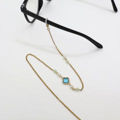 Coloful glass crystal clover stainless steel chain glasses chain