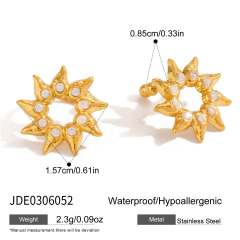 18KG diamond C shape stainless steel ear cuff earrings