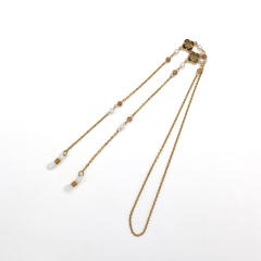 Coloful glass crystal clover stainless steel chain glasses chain