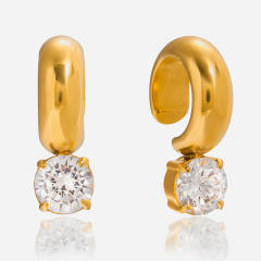 18KG easy match diamond stainless steel ear cuff earrings