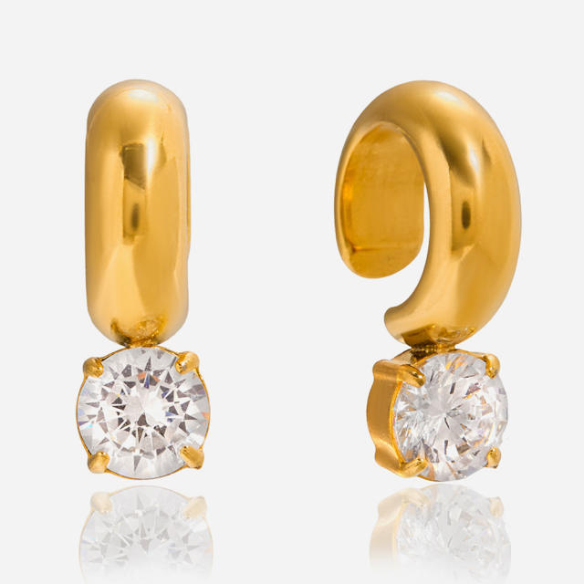 18KG easy match diamond stainless steel ear cuff earrings