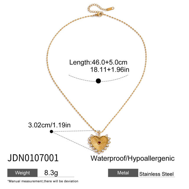 Classic romantic heart pendant stainless steel necklace dainty necklace