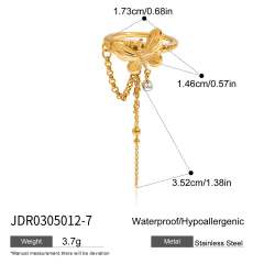 Sweet Y2K Style 18K Gold Stainless Steel Handmade Heavy Steel Ball Tassel Stainless Steel Ring