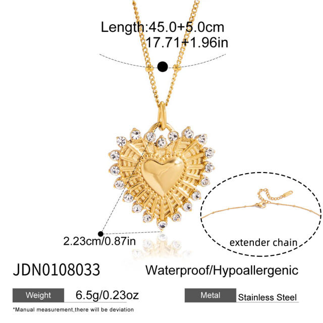 Classic romantic heart pendant stainless steel necklace dainty necklace