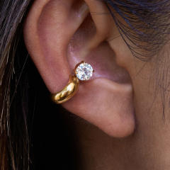 18KG easy match diamond stainless steel ear cuff earrings