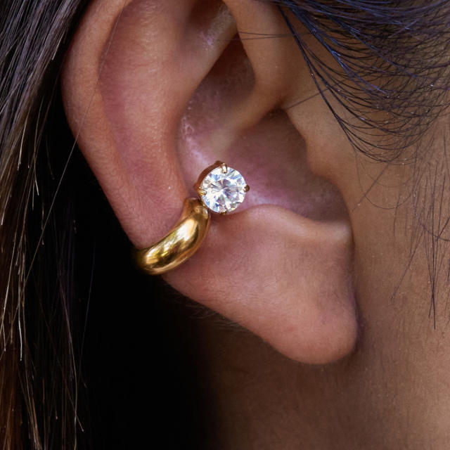 18KG easy match diamond stainless steel ear cuff earrings