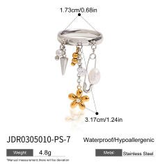 Sweet Y2K Style 18K Gold Stainless Steel Handmade Heavy Steel Ball Tassel Stainless Steel Ring