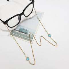 Coloful glass crystal clover stainless steel chain glasses chain