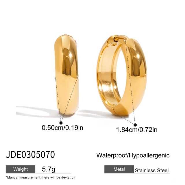 Classic Style 18K Gold Stainless Steel with Square White Diamond 15mm Size Earrings