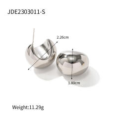18K Gold Gold Ball Semicircular Thick C-Shaped Hollow Earrings