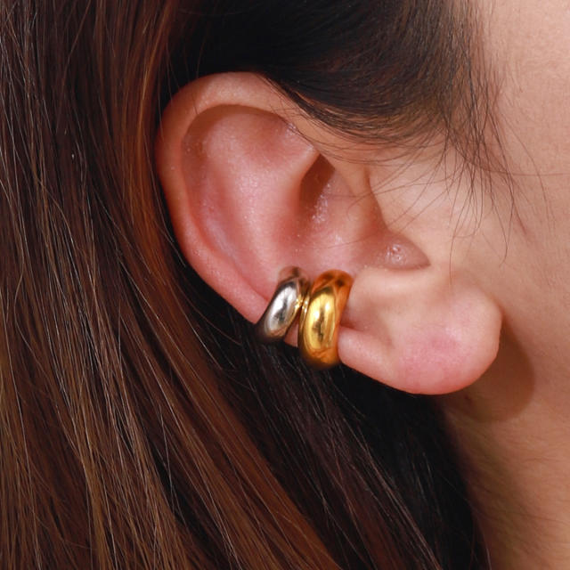 18K gold stainless steel simple ear cuff earrings