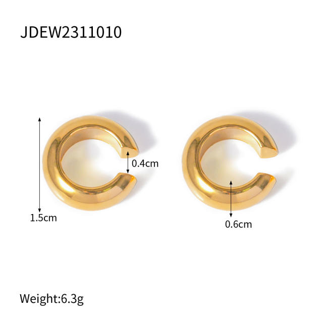 18K gold stainless steel simple ear cuff earrings