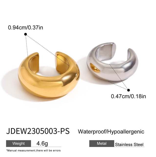 18K gold stainless steel simple ear cuff earrings