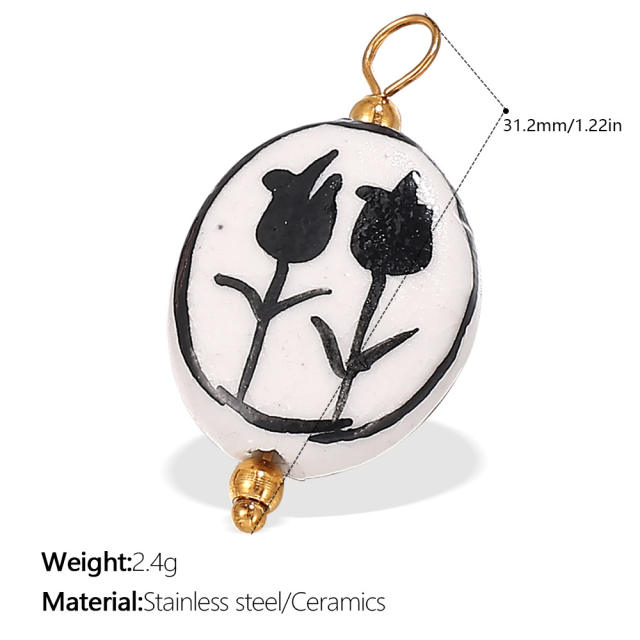 Small fresh style pendant marine series small fish starfish shaped ceramic stainless steel plated 18K gold pendant necklace