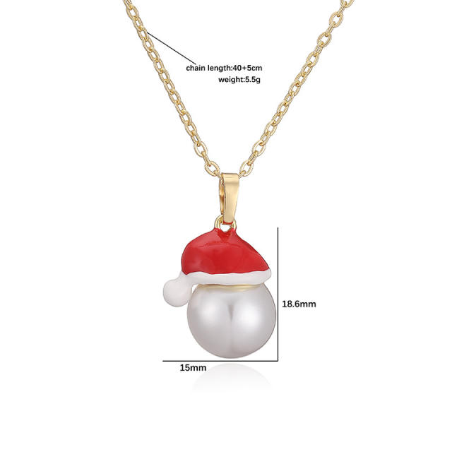Sweet enamel christmas pendant copper necklace