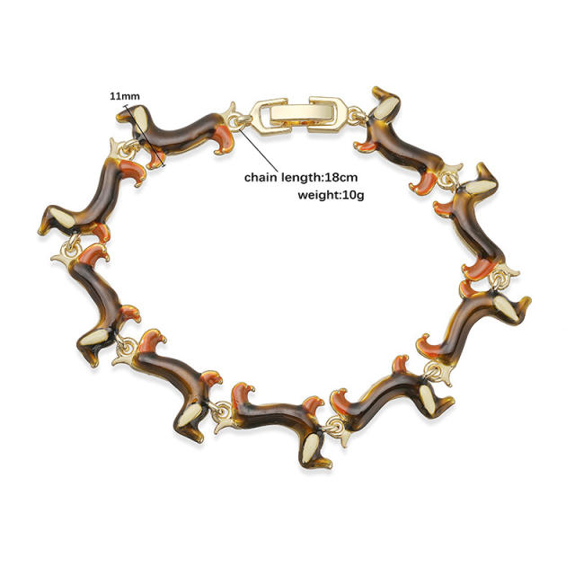 Sweet enamel popular gold plated copper christmas bracelet