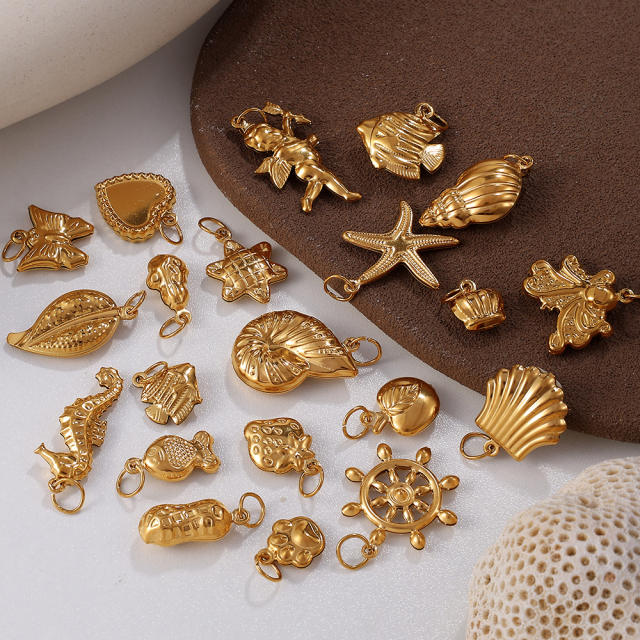 Stainless Steel Starfish Pendant Necklace Golden Marine Life Pendant Necklace Pendant Stainless Steel DIY Jewelry