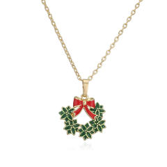 Sweet enamel christmas pendant copper necklace