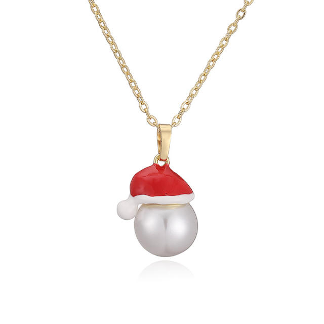 Sweet enamel christmas pendant copper necklace
