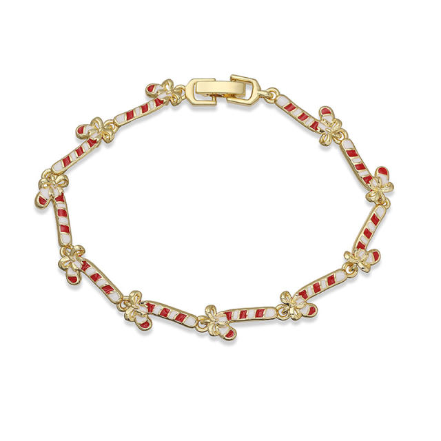 Sweet enamel popular gold plated copper christmas bracelet