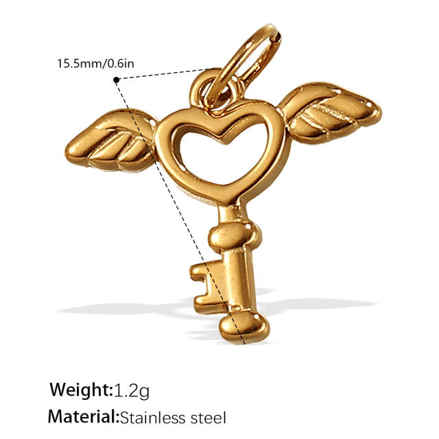 Diy stainless steel key padlock plane multi element accessory for bracelet necklace