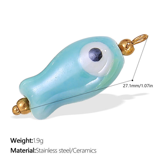 Small fresh style pendant marine series small fish starfish shaped ceramic stainless steel plated 18K gold pendant necklace