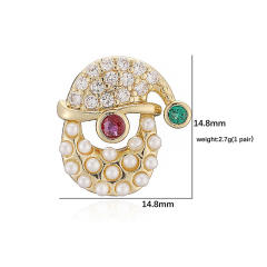 Sweet christmas hat elk bell design enamel copper studs earrings