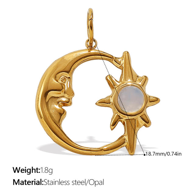 Sun moon stainless steel plated 18K gold pendant jewelry all-match pendant necklace women