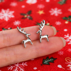 Silver color sweet elk copper earrings christmas gift ear studs