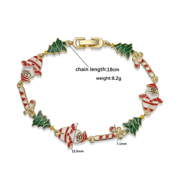Sweet enamel popular gold plated copper christmas bracelet