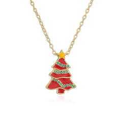 Sweet enamel christmas pendant copper necklace