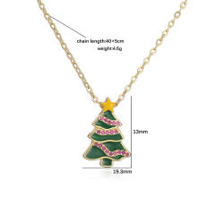 Sweet enamel christmas pendant copper necklace