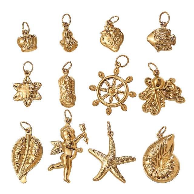 Stainless Steel Starfish Pendant Necklace Golden Marine Life Pendant Necklace Pendant Stainless Steel DIY Jewelry