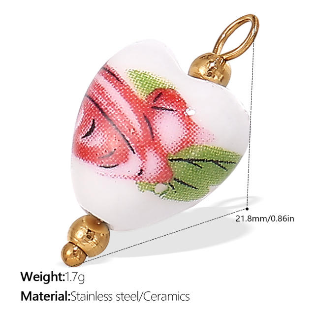 Small fresh style pendant marine series small fish starfish shaped ceramic stainless steel plated 18K gold pendant necklace