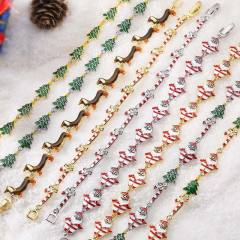 Sweet enamel popular gold plated copper christmas bracelet