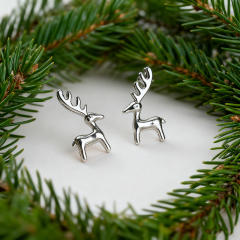 Silver color sweet elk copper earrings christmas gift ear studs