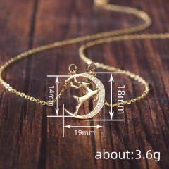 Moon Elk Christmas Necklace for women diamond copper necklace