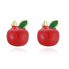 Sweet christmas hat elk bell design enamel copper studs earrings