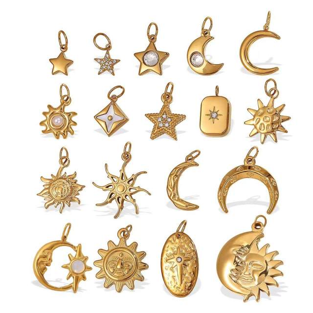 Sun moon stainless steel plated 18K gold pendant jewelry all-match pendant necklace women