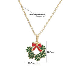 Sweet enamel christmas pendant copper necklace