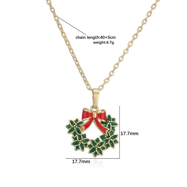Sweet enamel christmas pendant copper necklace