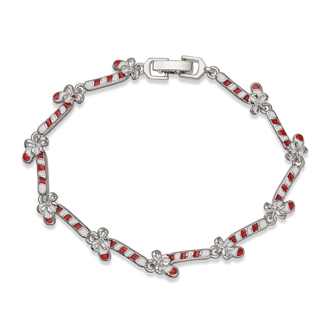 Sweet enamel popular gold plated copper christmas bracelet