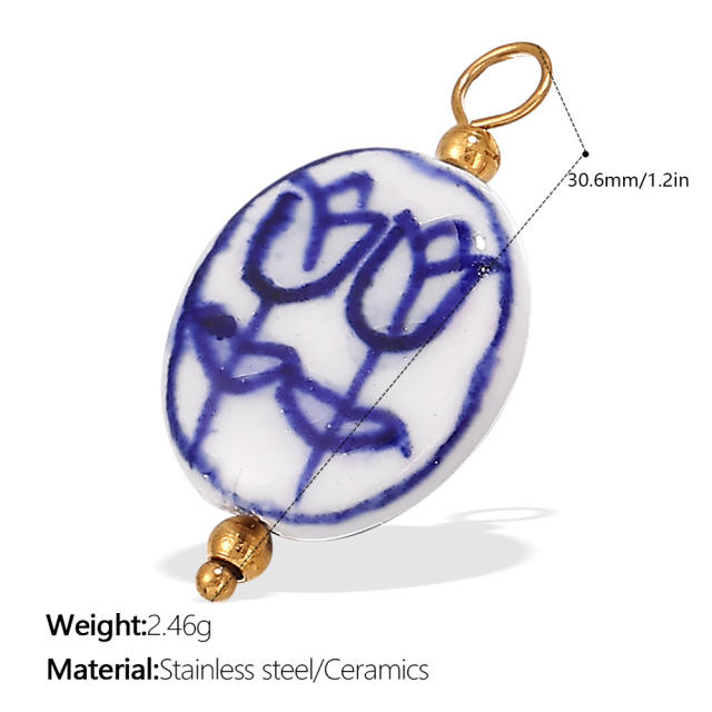 Small fresh style pendant marine series small fish starfish shaped ceramic stainless steel plated 18K gold pendant necklace